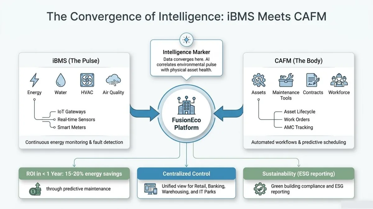 AI IoT smart facility iBMS and CAFM architecture
